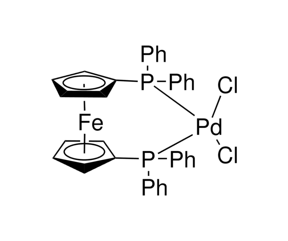image de la molécule [1,1′-bis(diphénylphosphino)ferrocène]dichloropalladium(II)