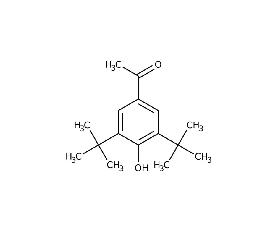 image de la molécule 1-(3,5-di-tert-butyl-4-hydroxyphenyl)ethan-1-one