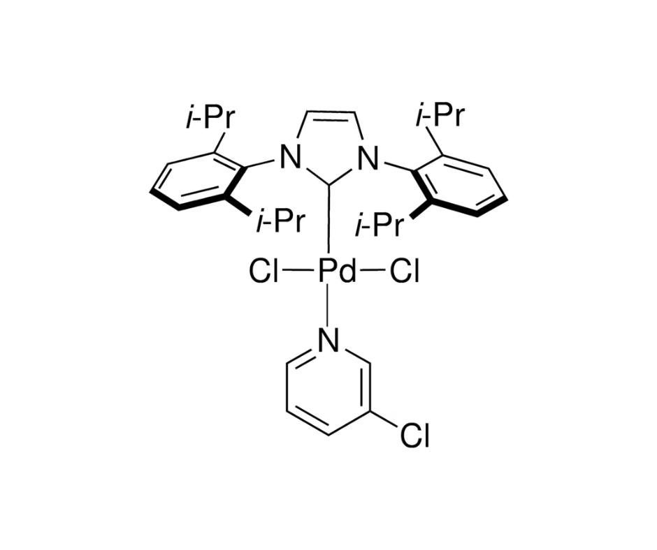 image de la molécule [1,3-Bis(2,6-Diisopropylphenyl)imidazol-2-ylidene](3-chloropyridyl)palladium(II) dichloride