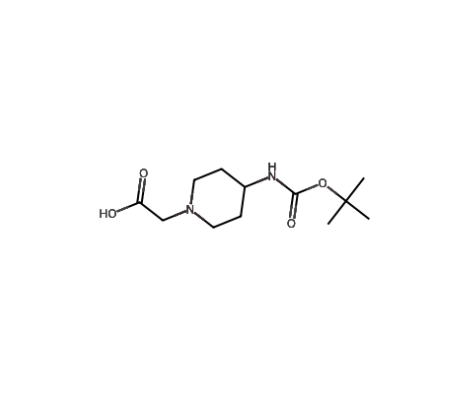 image de la molécule 2-(4-((tert-Butoxycarbonyl)amino)piperidin-1-yl)acetic acid