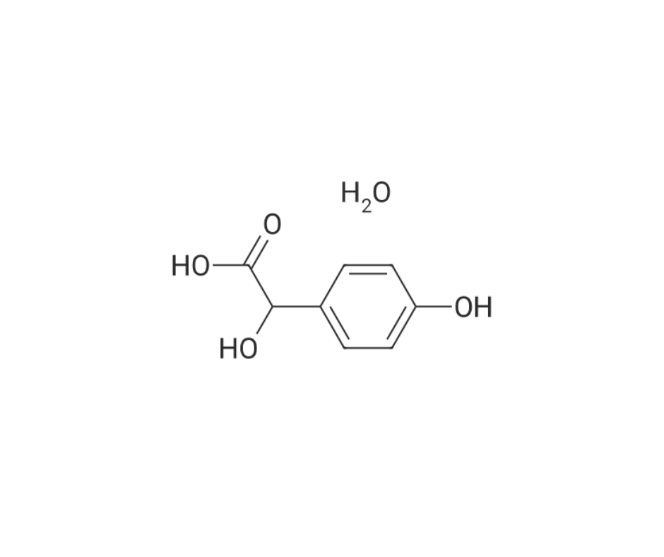 image de la molécule 2-Hydroxy-2-(4-hydroxyphenyl)acetic acid hydrate