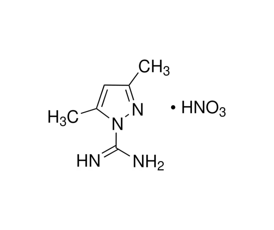 image de la molécule 3,5-Dimethyl-1-pyrazolylformaminidium nitrate